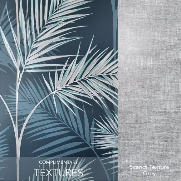 South Beach Wallpaper - Navy, Metallic Accents
