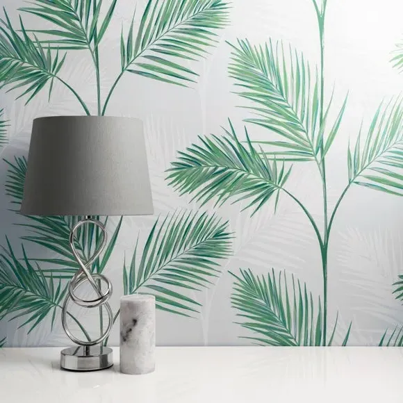 Stone Wallpaper with Metallic Leaves - Natural