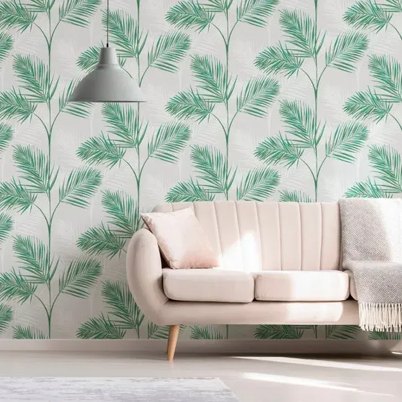 Stone Wallpaper with Metallic Leaves - Natural image