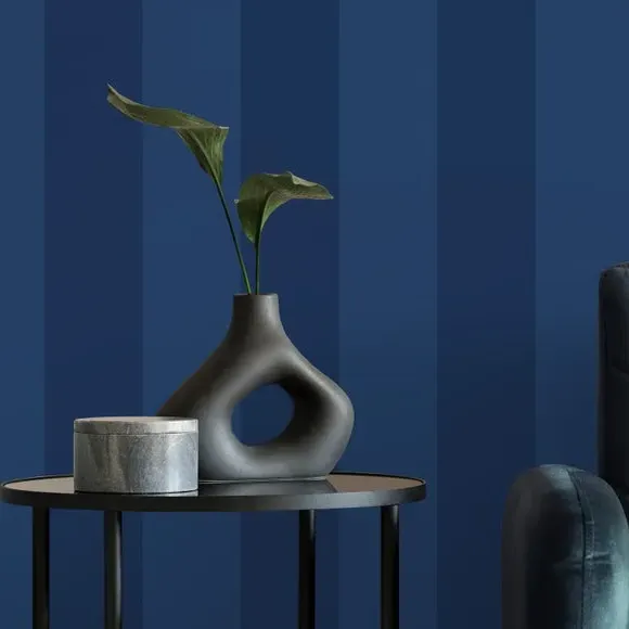 Striped Wallpaper with Matte Finish - Blue