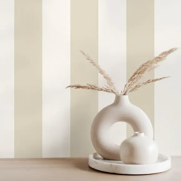 Striped Wallpaper with Matte Finish - Natural
