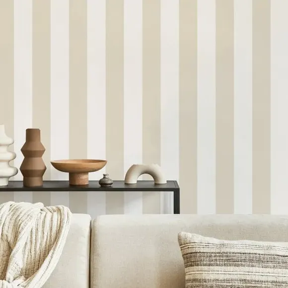 Striped Wallpaper with Matte Finish - Natural
