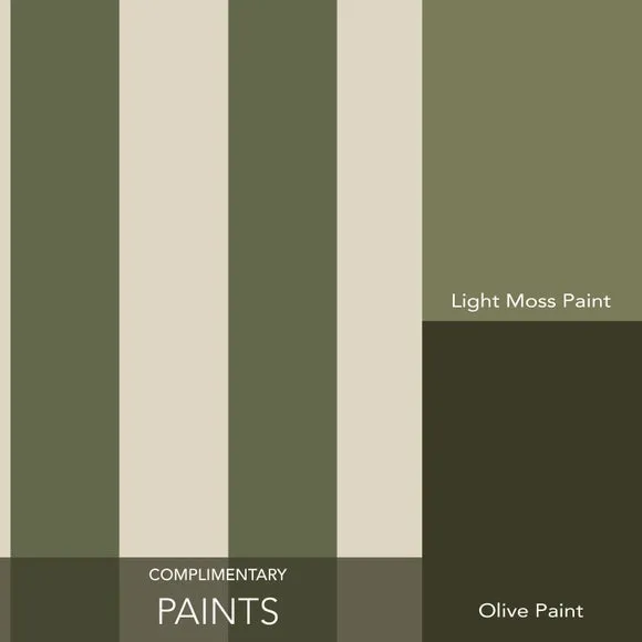 Striped Wallpaper with Matte Finish - Olive