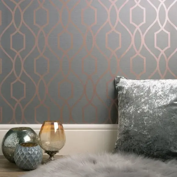 Trellis Sidewall Wallpaper - Copper, Metallic