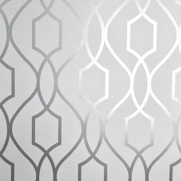 Trellis Sidewall Wallpaper - Silver, Metallic
