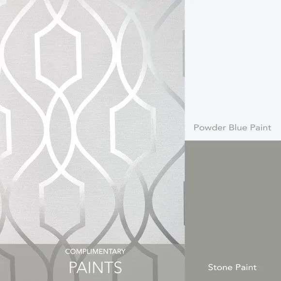 Trellis Sidewall Wallpaper - Silver, Metallic
