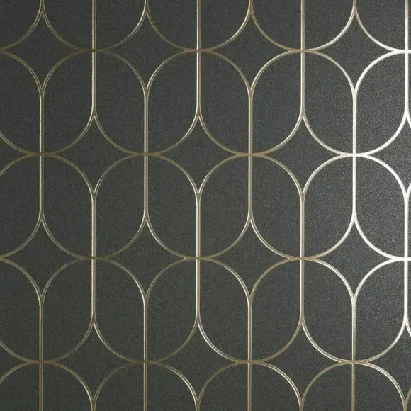 Trellis Wallpaper with Foil Finish - Charcoal