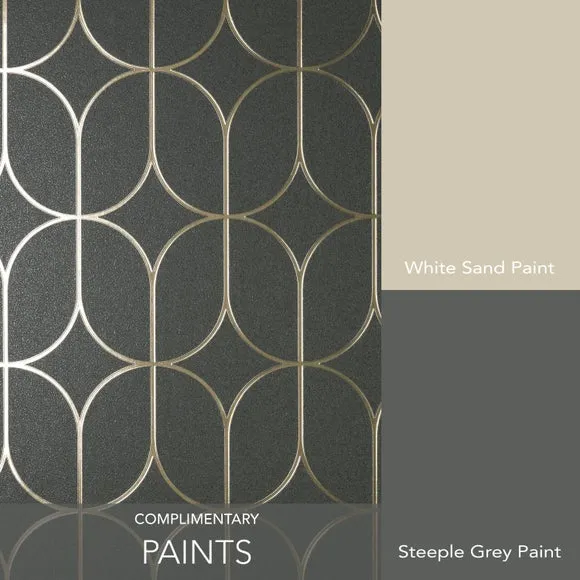 Trellis Wallpaper with Foil Finish - Charcoal