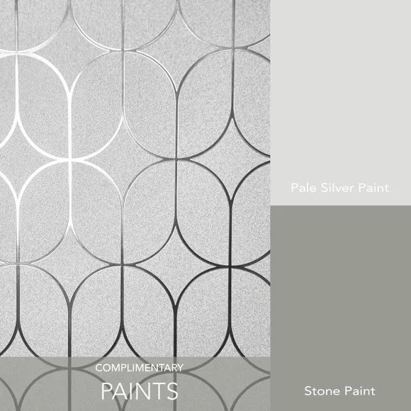 Trellis Wallpaper with Foil Finish - Silver