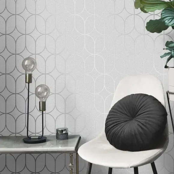 Trellis Wallpaper with Foil Finish - Silver