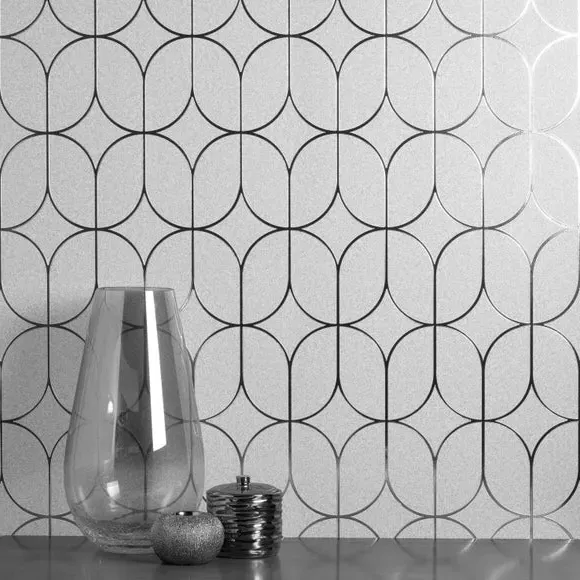 Trellis Wallpaper with Foil Finish - Silver