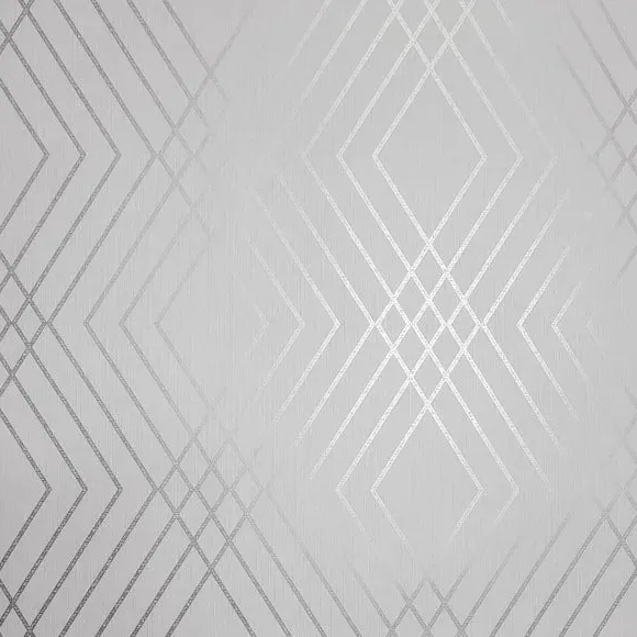 Trellis Wallpaper with Metallic Design - Stone
