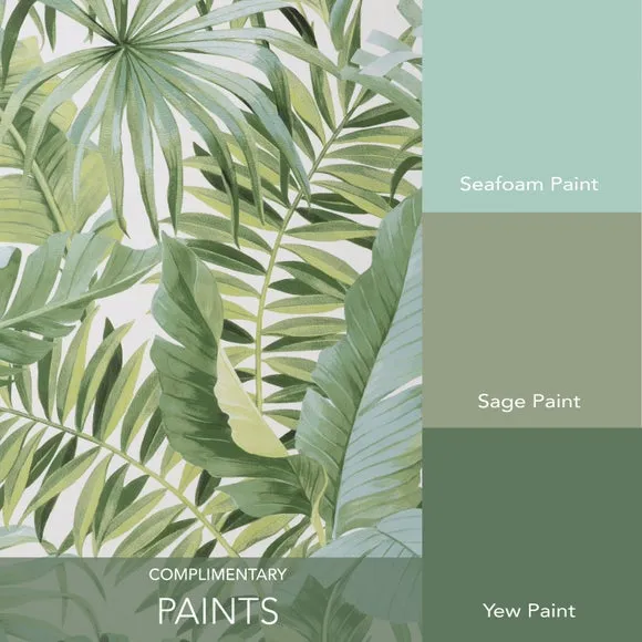 Tropical Wallpaper with Pattern - Green, Paper
