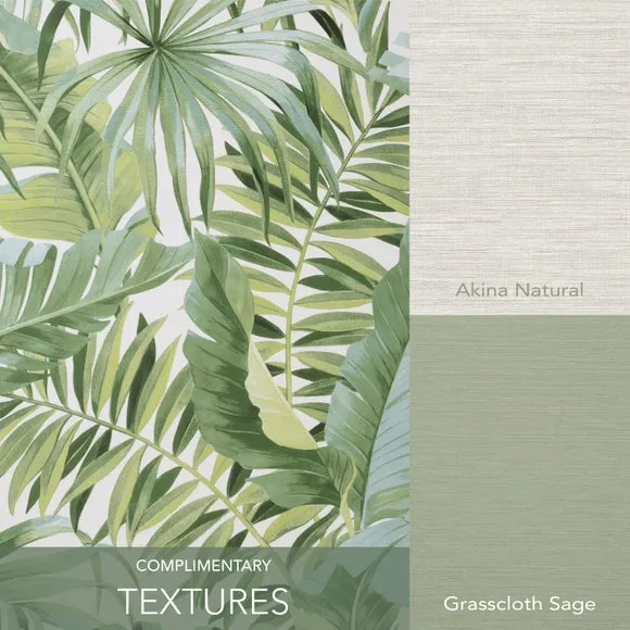 Tropical Wallpaper with Pattern - Green, Paper