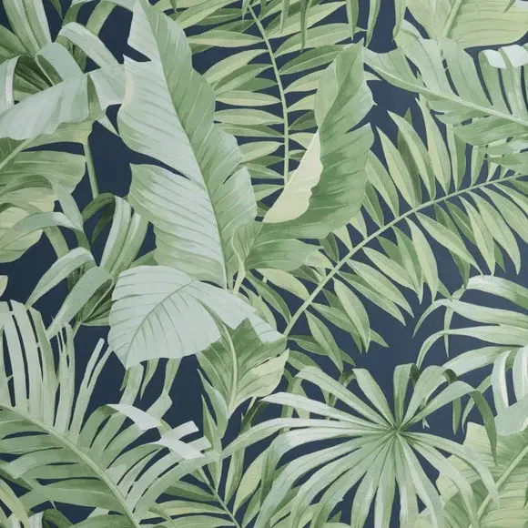 Tropical Wallpaper with Pattern - Navy, Paper