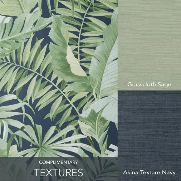 Tropical Wallpaper with Pattern - Navy, Paper