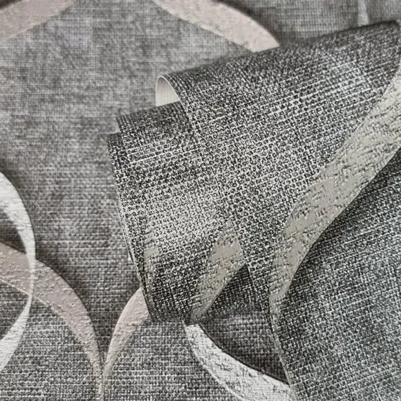Wave Pattern Wallpaper - Charcoal, Vinyl
