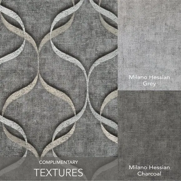 Wave Pattern Wallpaper - Charcoal, Vinyl