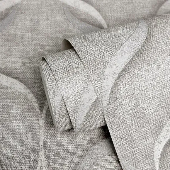 Wave Pattern Wallpaper - Grey, Vinyl