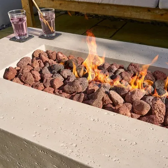 Rectangle Gas Fire Pit - Cream, Travertine
