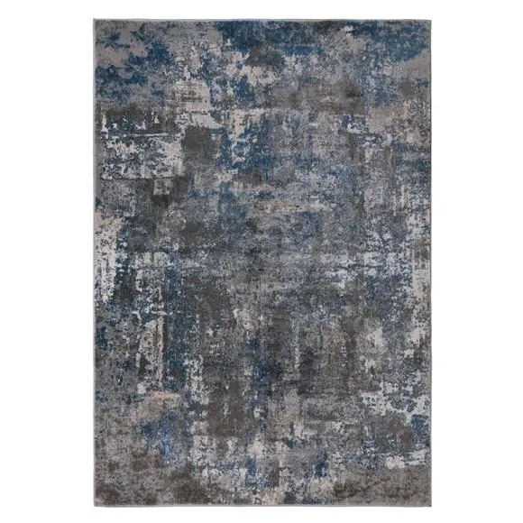 Abstract Rug with Short Pile - Blue, Polypropylene