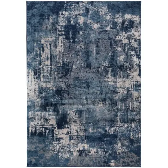 Abstract Rug with Short Pile - Blue, Polypropylene