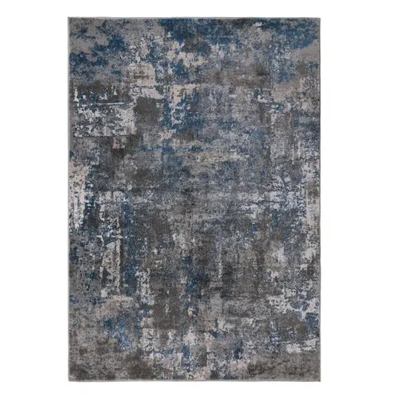 Abstract Rug with Short Pile - Blue, Polypropylene