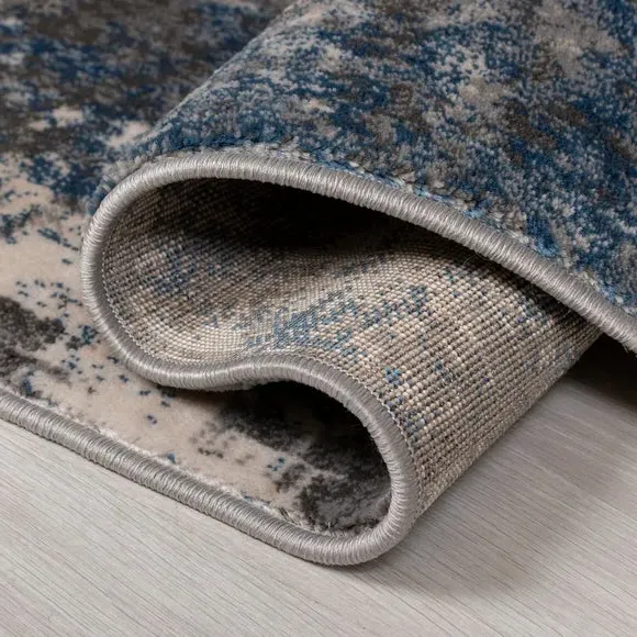 Abstract Rug with Short Pile - Blue, Polypropylene