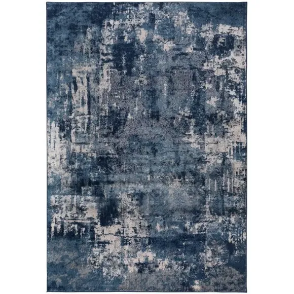 Abstract Rug with Short Pile - Blue, Polypropylene