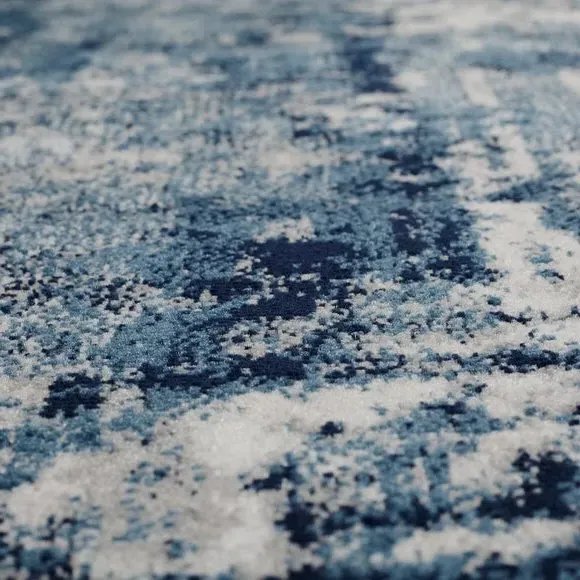 Abstract Rug with Short Pile - Blue, Polypropylene