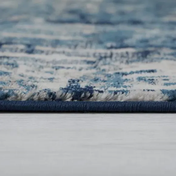 Abstract Rug with Short Pile - Blue, Polypropylene