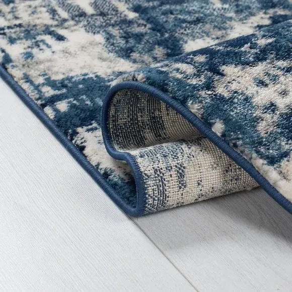 Abstract Rug with Short Pile - Blue, Polypropylene