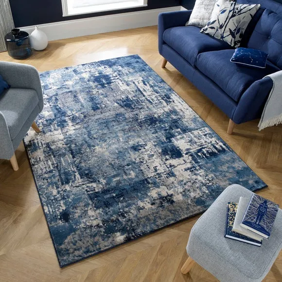 Abstract Rug with Short Pile - Blue, Polypropylene image