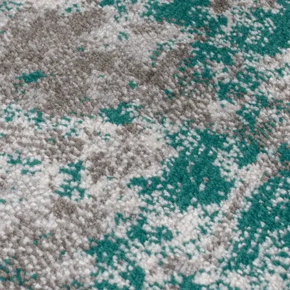Abstract Rug with Short Pile - Green, Polypropylene