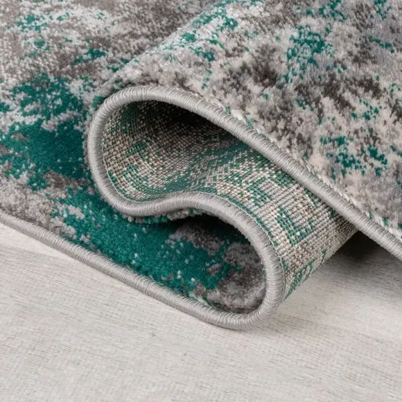 Abstract Rug with Short Pile - Green, Polypropylene
