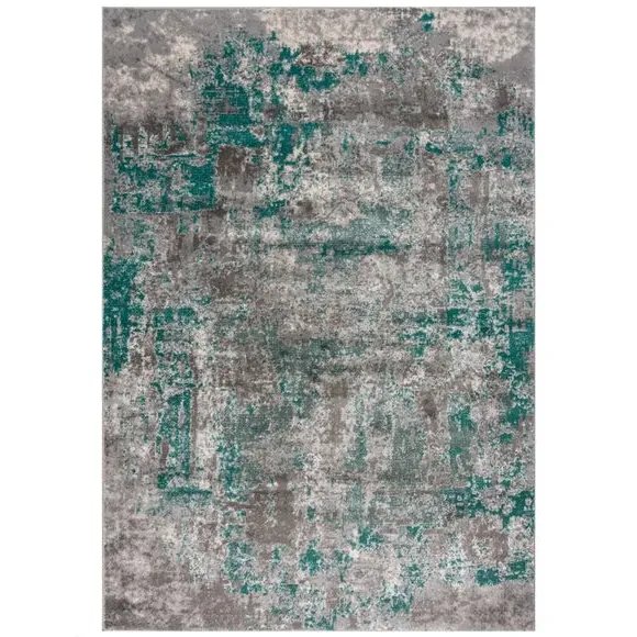 Abstract Rug with Short Pile - Green, Polypropylene