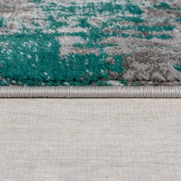 Abstract Rug with Short Pile - Green, Polypropylene