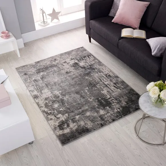 Abstract Rug with Short Pile - Grey, Polypropylene