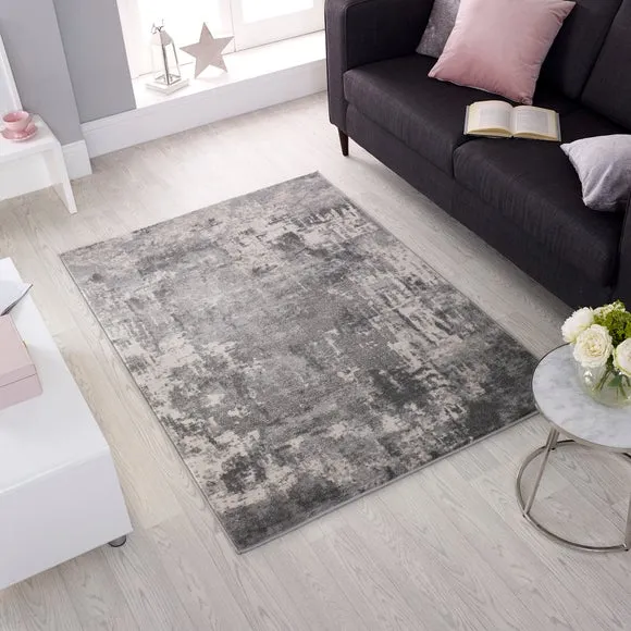 Abstract Rug with Short Pile - Grey, Polypropylene