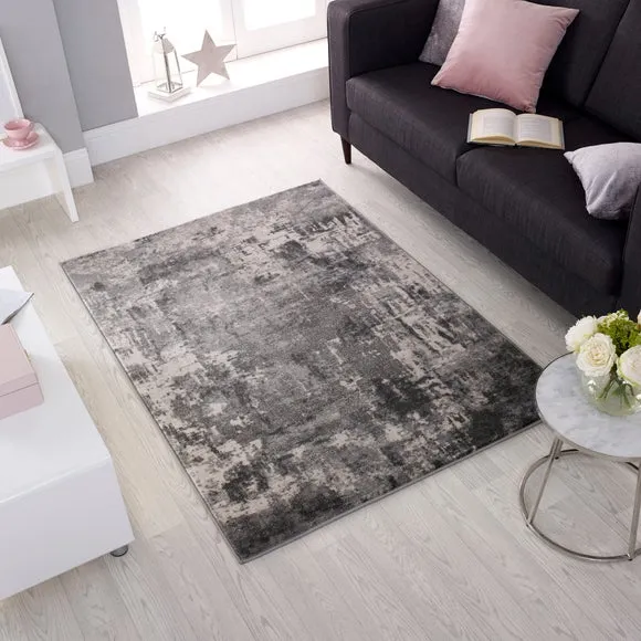 Abstract Rug with Short Pile - Grey, Polypropylene