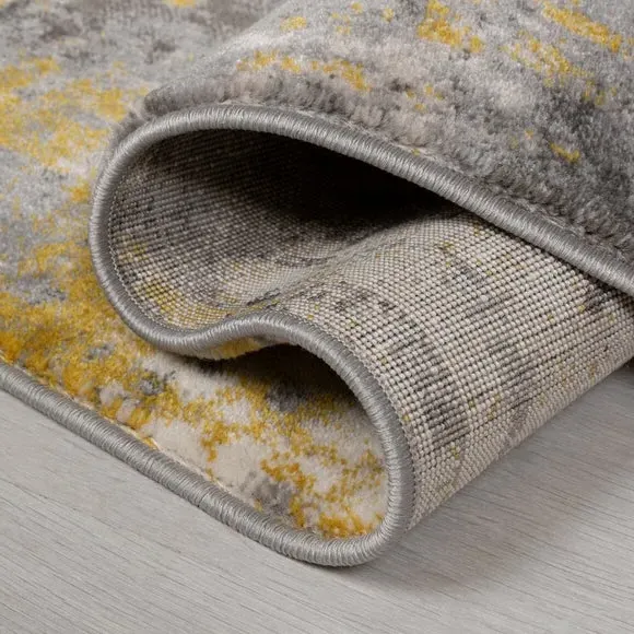 Abstract Rug with Short Pile - Ochre, Polypropylene