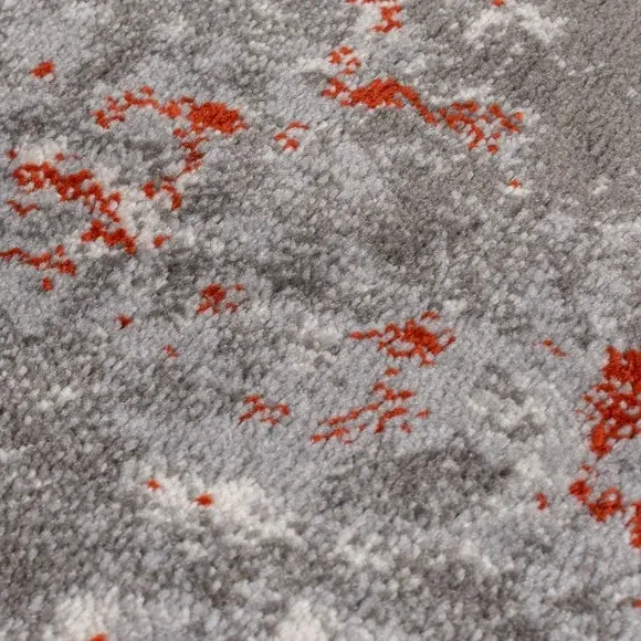 Abstract Rug with Short Pile - Orange, Polypropylene