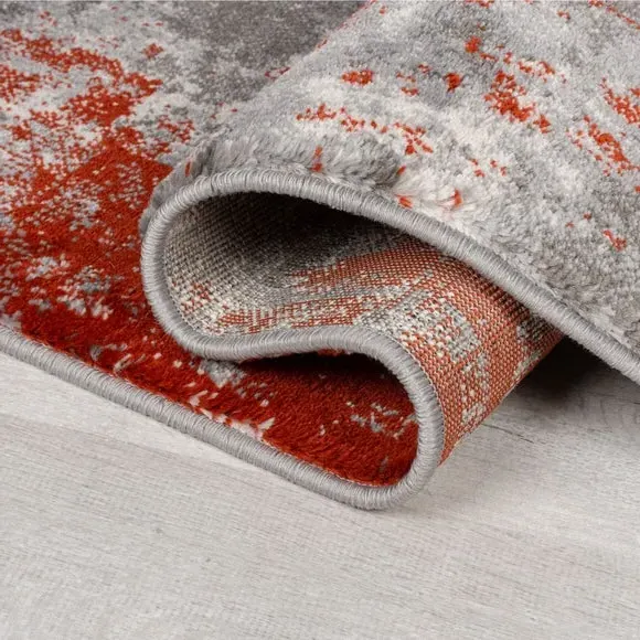 Abstract Rug with Short Pile - Orange, Polypropylene