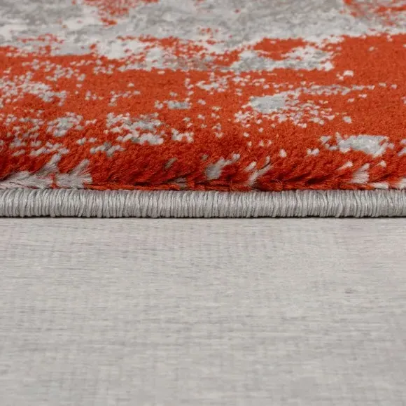 Abstract Rug with Short Pile - Orange, Polypropylene
