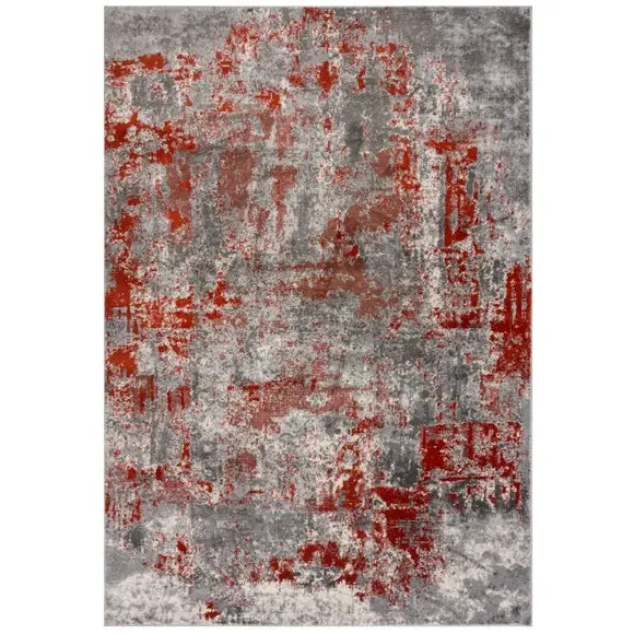 Abstract Rug with Short Pile - Orange, Polypropylene