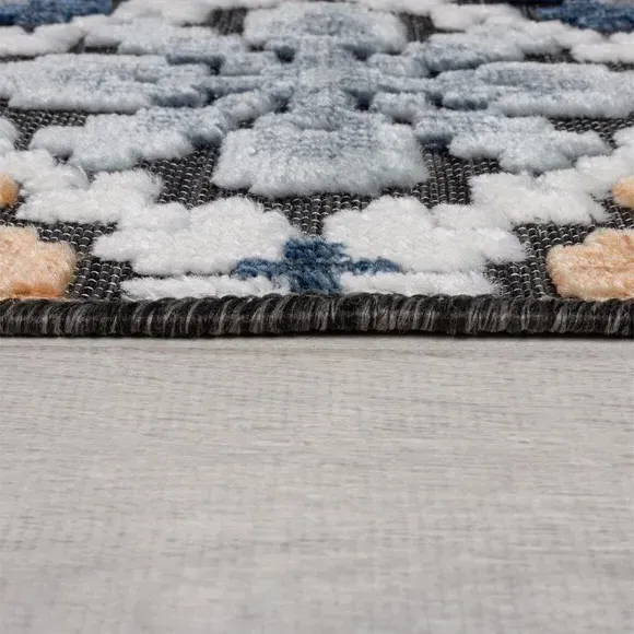 Aztec Indoor Outdoor Rug - Navy, Multicoloured