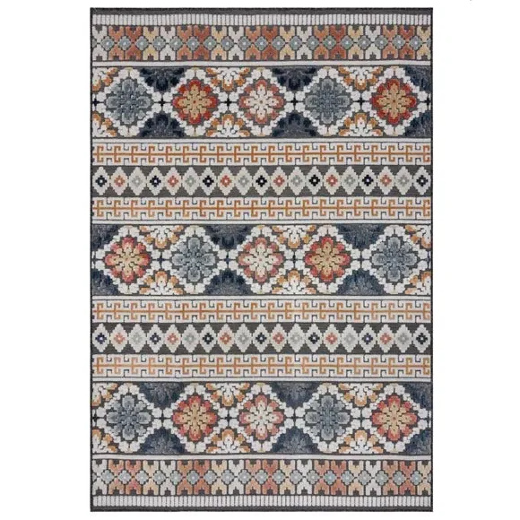 Aztec Indoor Outdoor Rug - Navy, Multicoloured