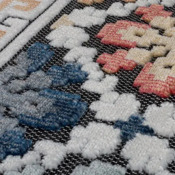 Aztec Indoor Outdoor Rug - Navy, Multicoloured