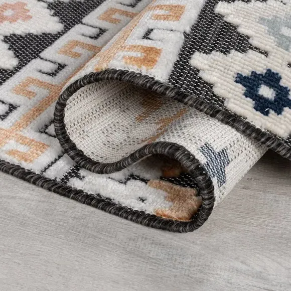 Aztec Indoor Outdoor Rug - Navy, Multicoloured