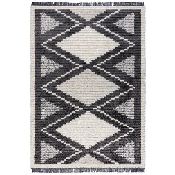Berber Rug with Tassels - Monochrome, Polyester